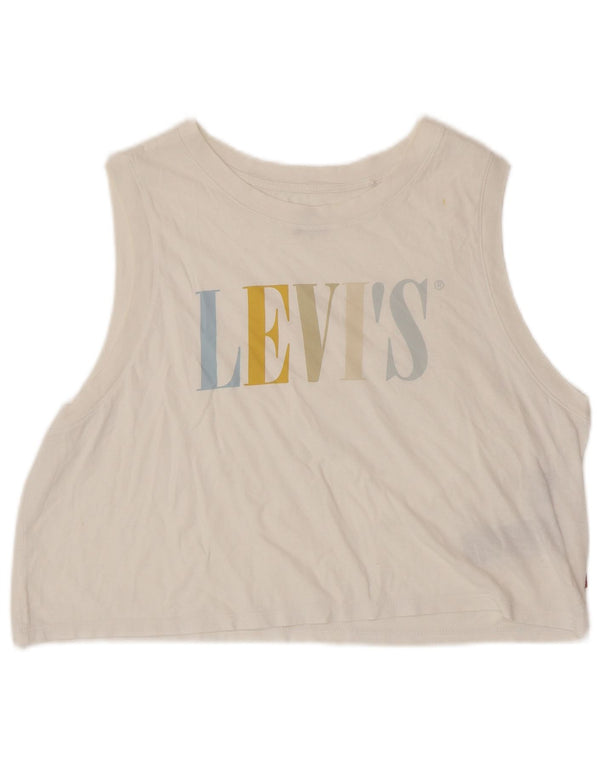LEVI'S Débardeur court graphique pour femme UK 16 Grand coton blanc