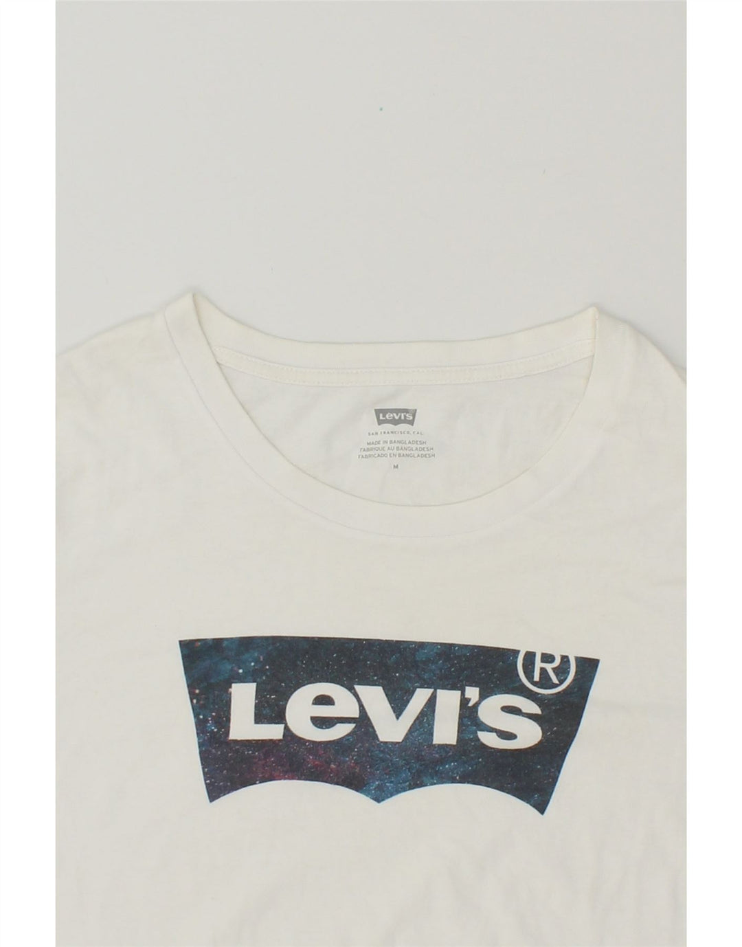 LEVI'S Womens Graphic T-Shirt Top UK 14 Medium White Cotton Vintage Levi's and Second-Hand Levi's from Messina Hembry 