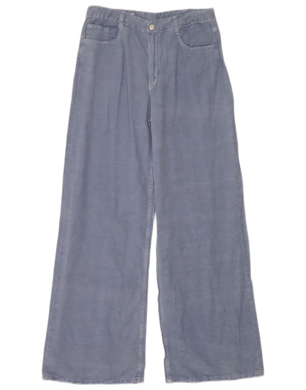 Zara Pantalon décontracté à jambe large pour femme EU 38 Small W28 L32 Bleu