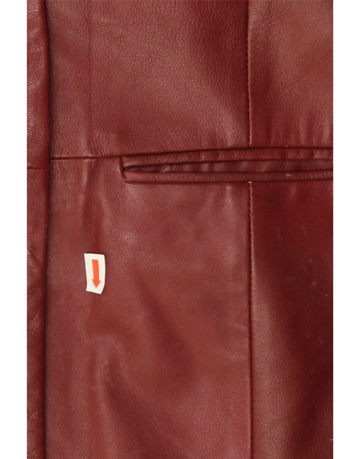 Conbipel Veste Blazer En Cuir 3 Boutons Femme IT 46 Grand Cuir Bordeaux