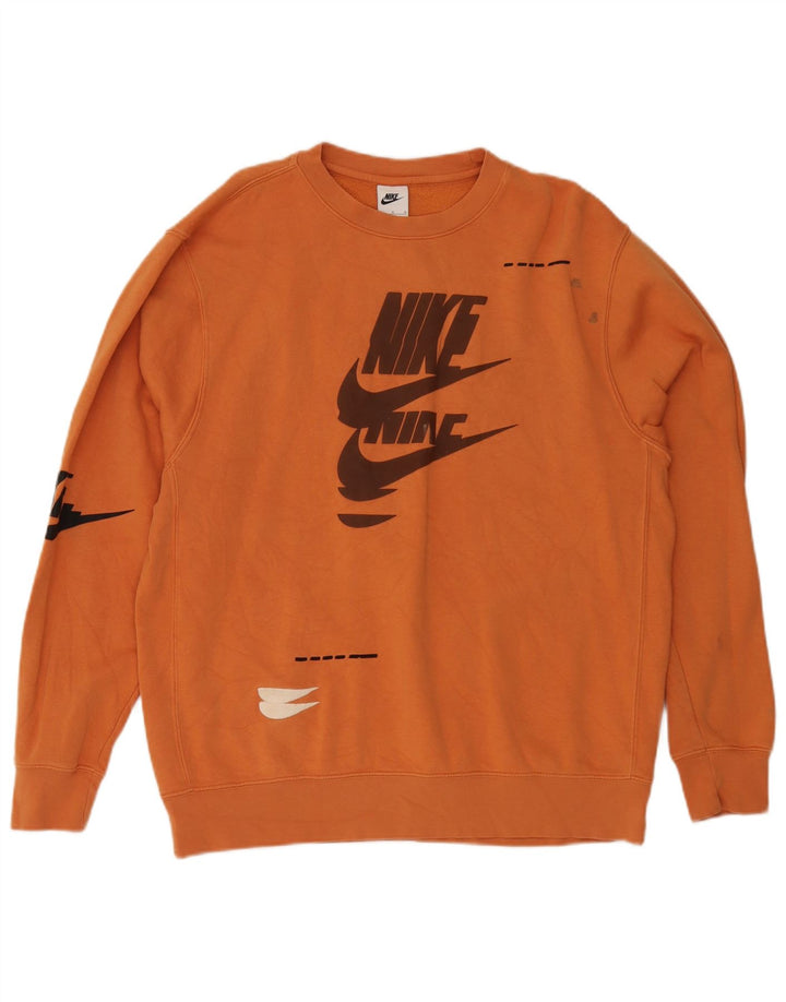 Nike Sweat-shirt graphique pour homme en coton orange Taille L