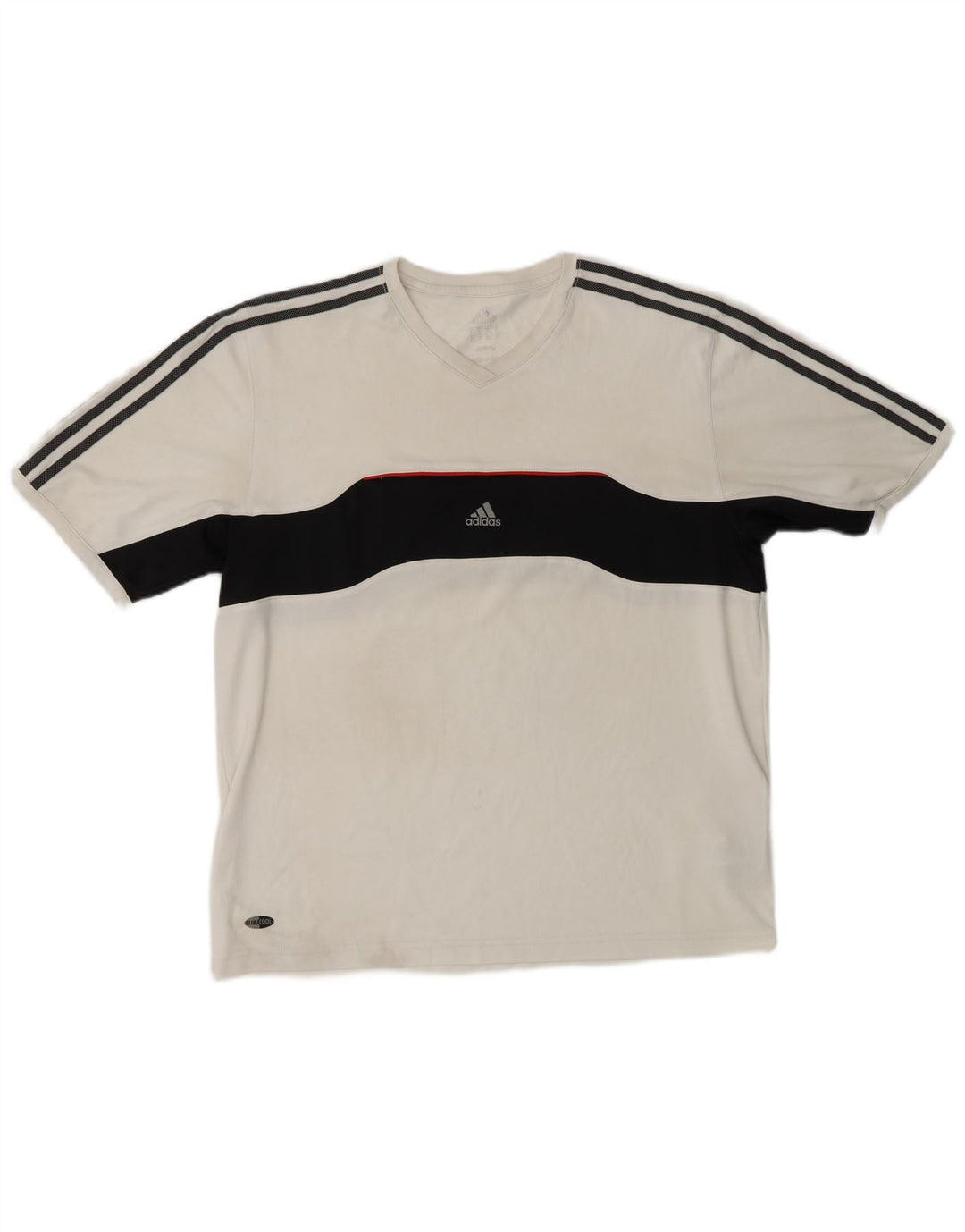 ADIDAS T-shirt Climacool pour hommes, grand, blanc, color block, polyester
