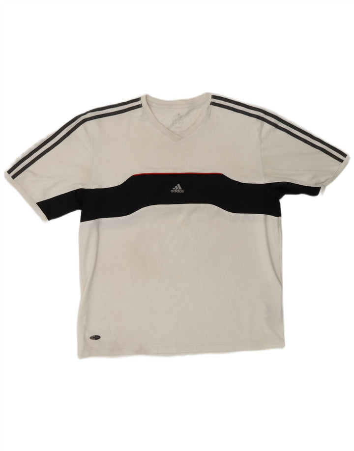 ADIDAS T-shirt Climacool pour hommes, grand, blanc, color block, polyester