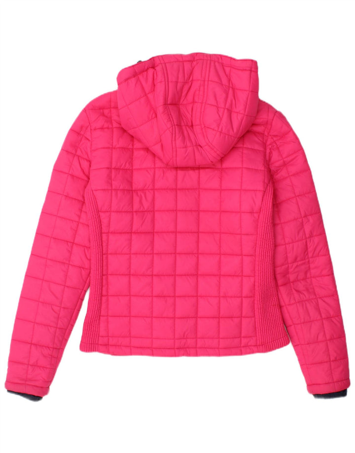 Superdry Veste matelassée à capuche pour femme UK 12 Nylon rose moyen