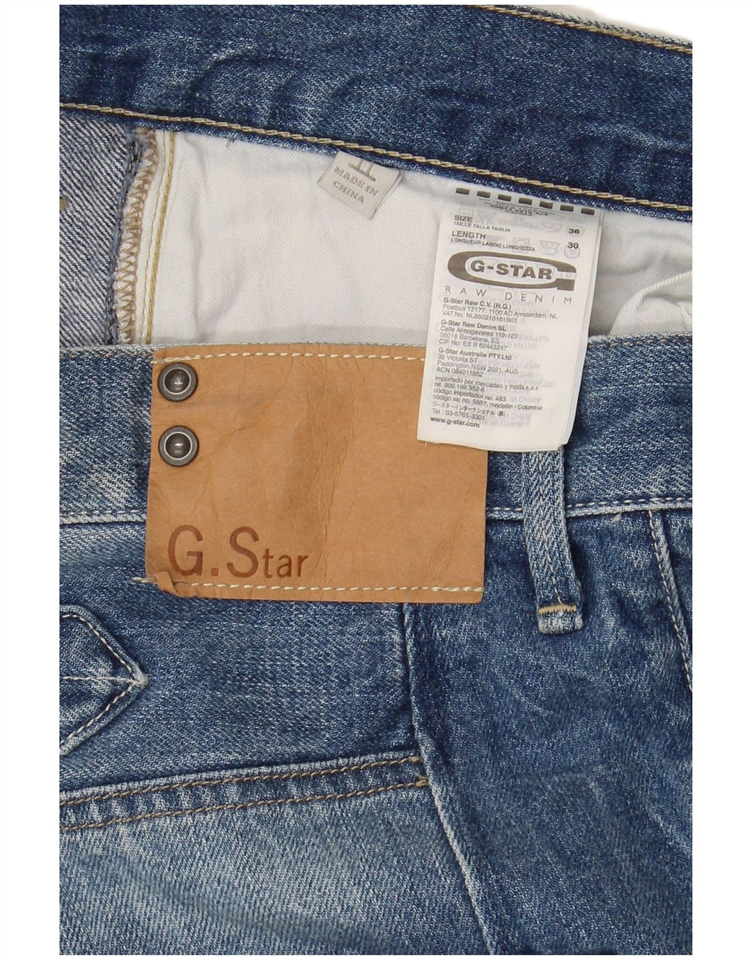 G-STAR Jean droit homme W36 L30 bleu coton
