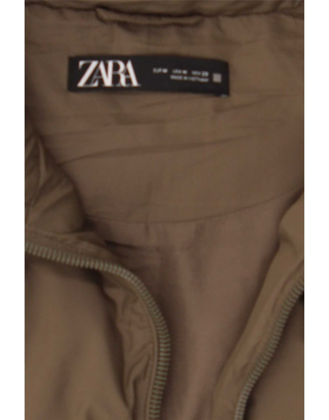 Zara Femme Gilet Rembourré UK 14 Moyen Kaki Polyester