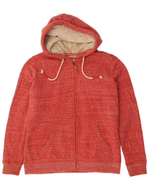 Fat Face Womens Oversized Zip Hoodie Sweater UK 10 Small Red Flecked Cotton