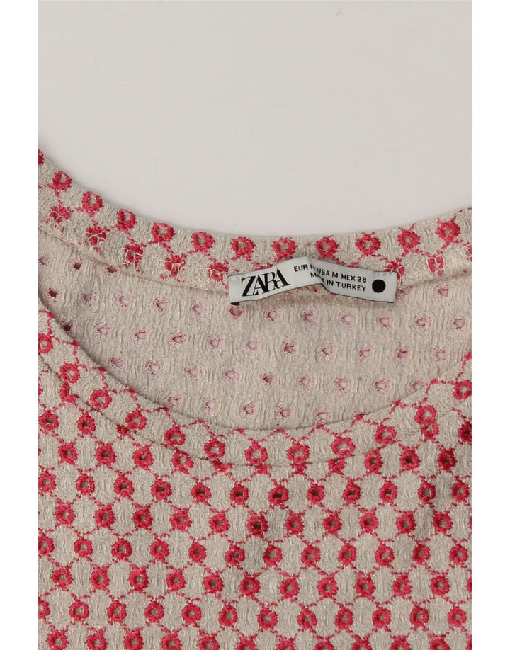 Zara Womens Crop Top UK 12 Rose Moyen Géométrique
