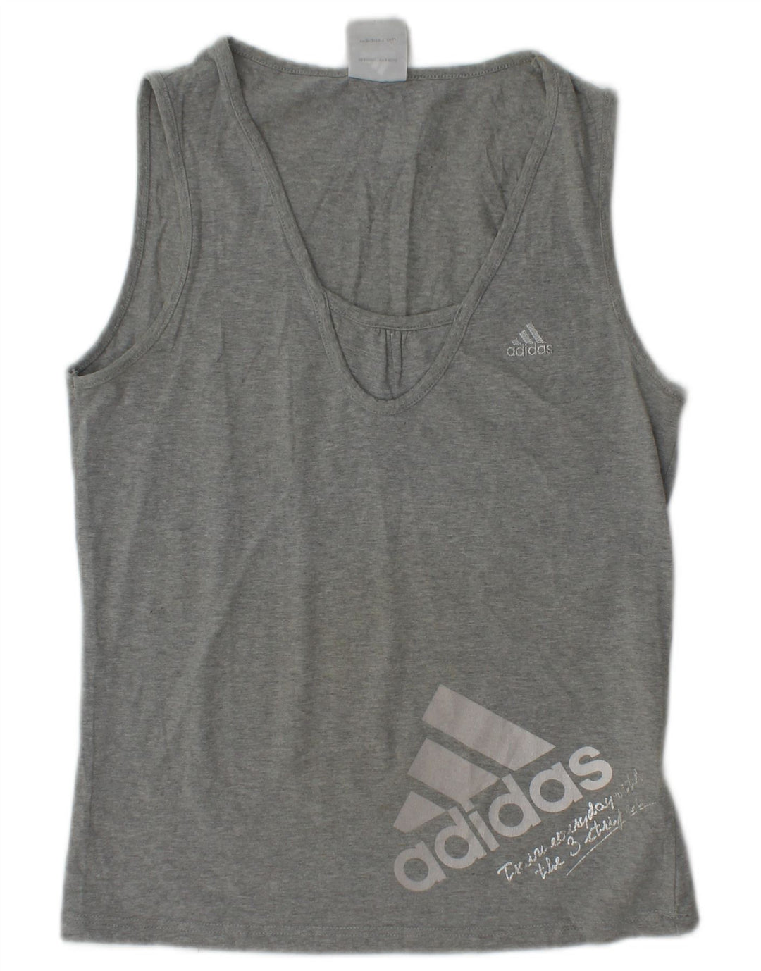 ADIDAS Débardeur graphique pour femme UK 12 Coton gris moyen