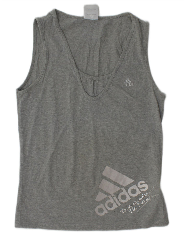 ADIDAS Débardeur graphique pour femme UK 12 Coton gris moyen