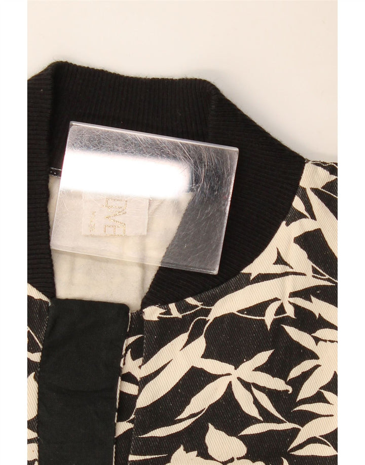 vintage Femme Sweatshirt Jumper UK 16 Grand Noir Floral