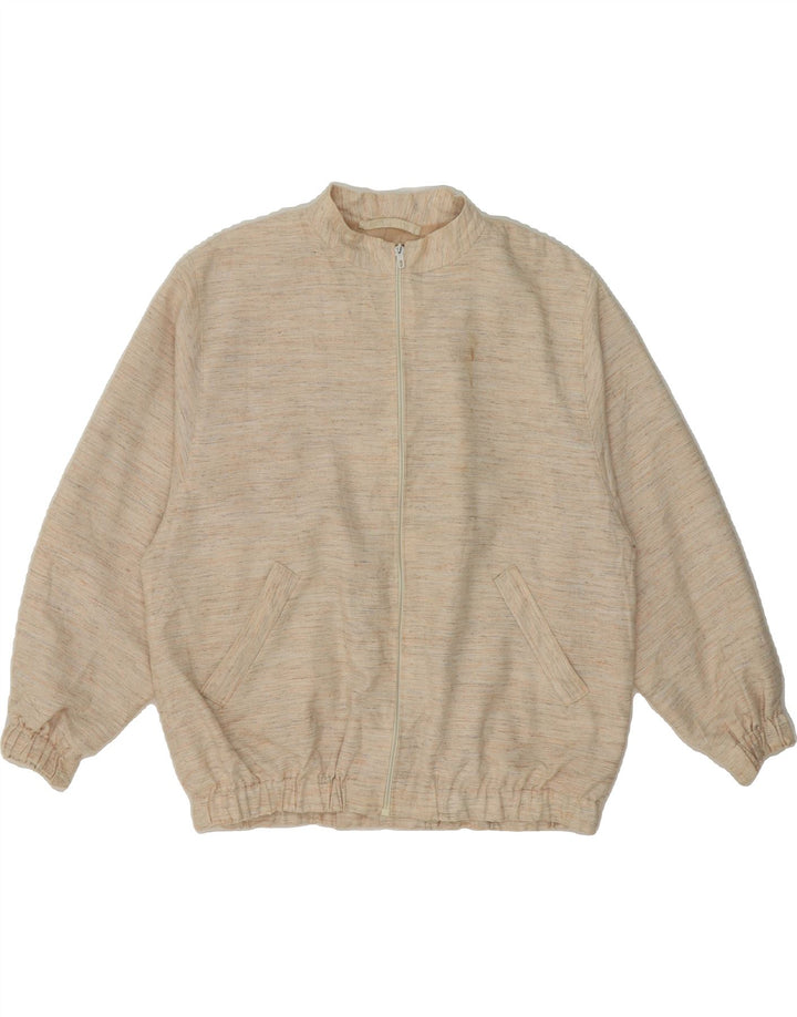 VINTAGE Womens Bomber Jacket UK 16 Large Beige Pinstripe Vintage Vintage and Second-Hand Vintage from Messina Hembry 