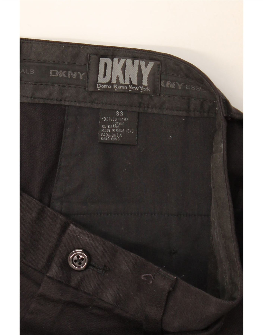 DKNY Pantalon Chino Droit Homme W33 L28 Noir Coton