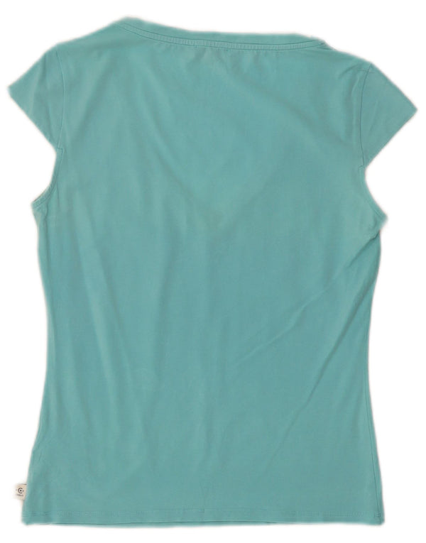 Cerruti 1881 T-Shirt Femme Top UK 10 Petit Coton Turquoise