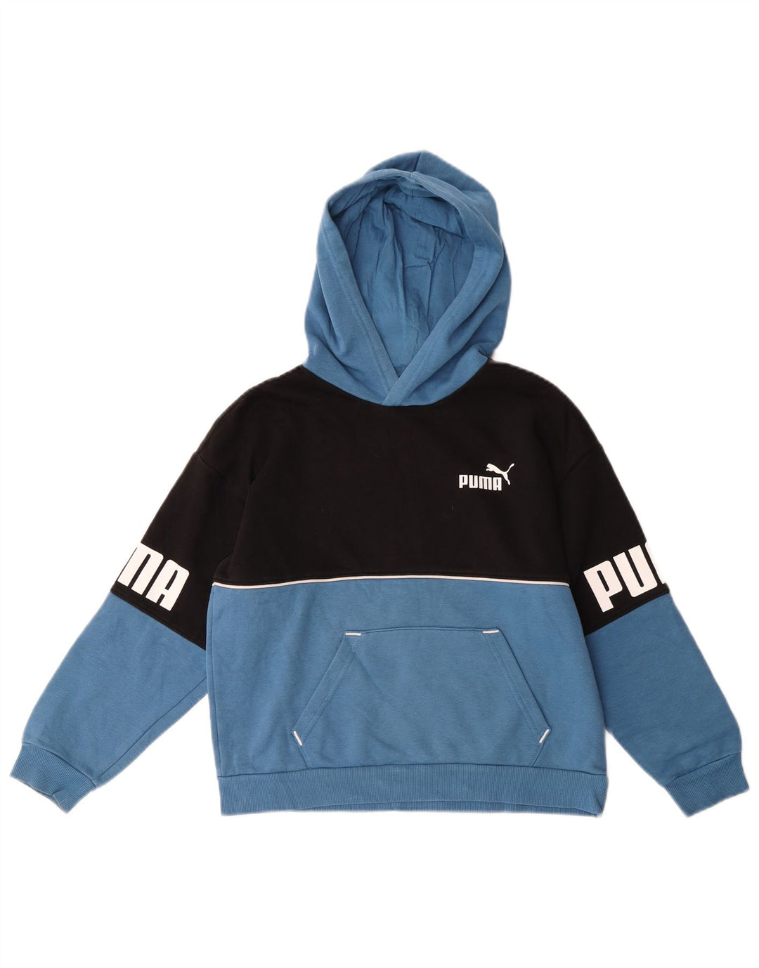 Puma Pull à capuche graphique garçon 9-10 ans Bleu Colorblock