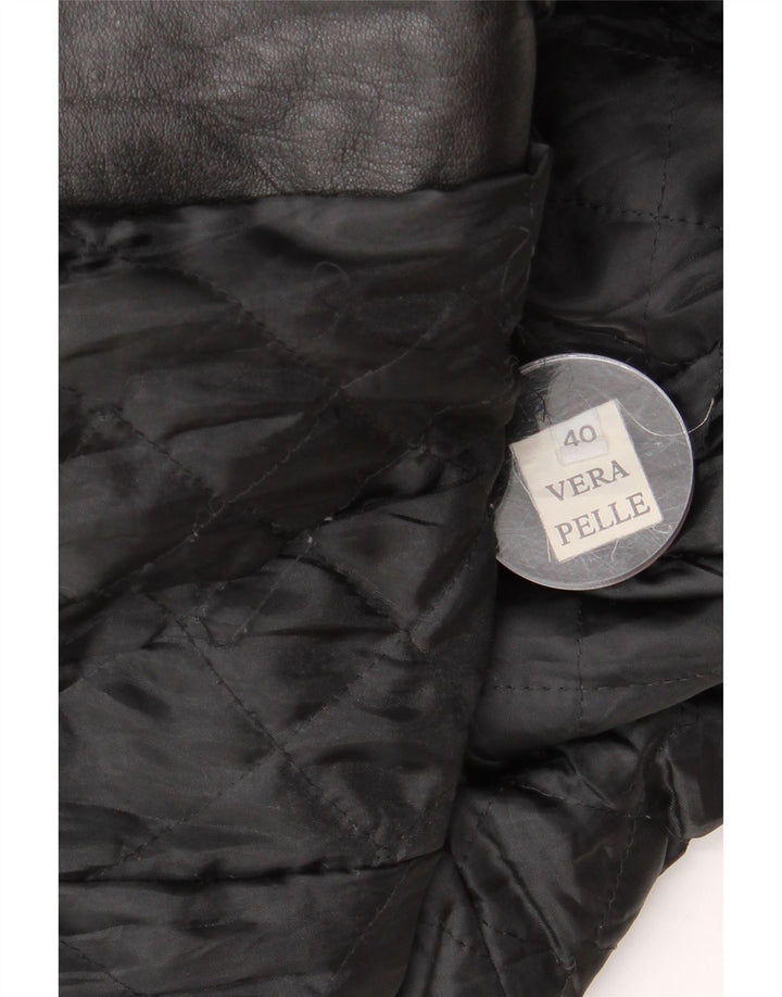 manteau en cuir femme vintage IT 40 Petit cuir noir