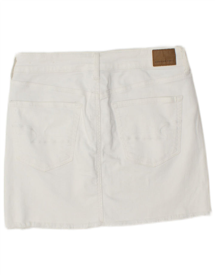 AMERICAN EAGLE Mini jupe en jean pour femme UK 14 Medium W30 coton blanc