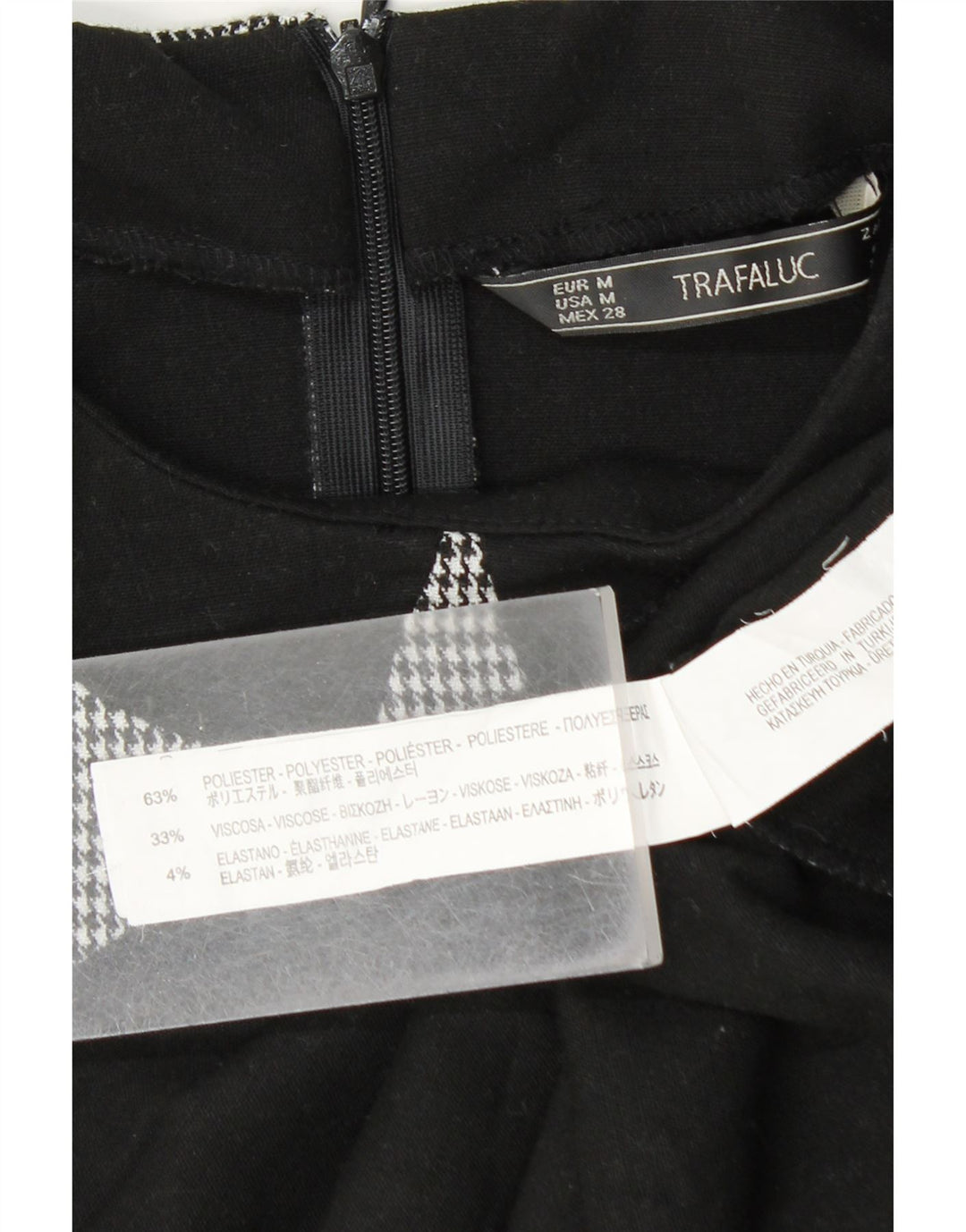 Zara Chemisier à manches courtes pour femme UK 12 Gris moyen pied-de-poule