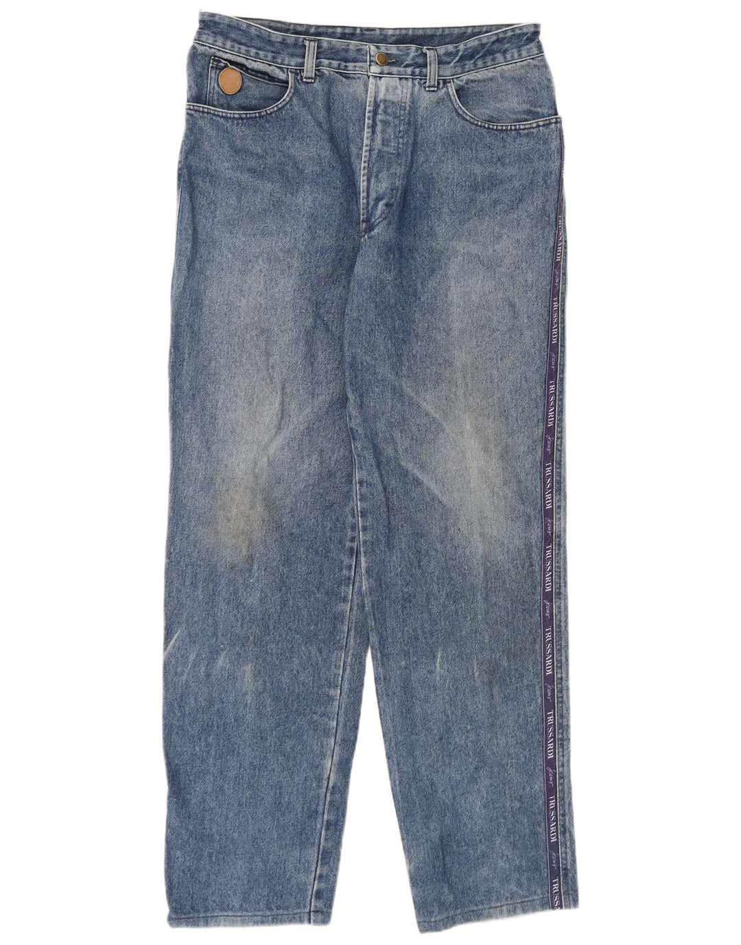 Trussardi Jean Droit Homme IT 52 XL W38 L32 Bleu Coton