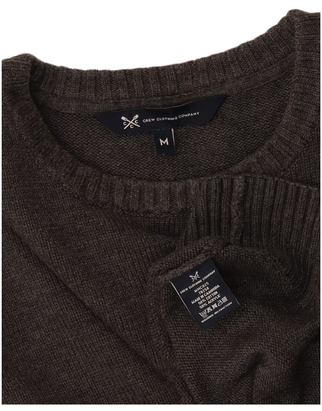 Crew Clothing Pull à col pour homme en coton gris moyen