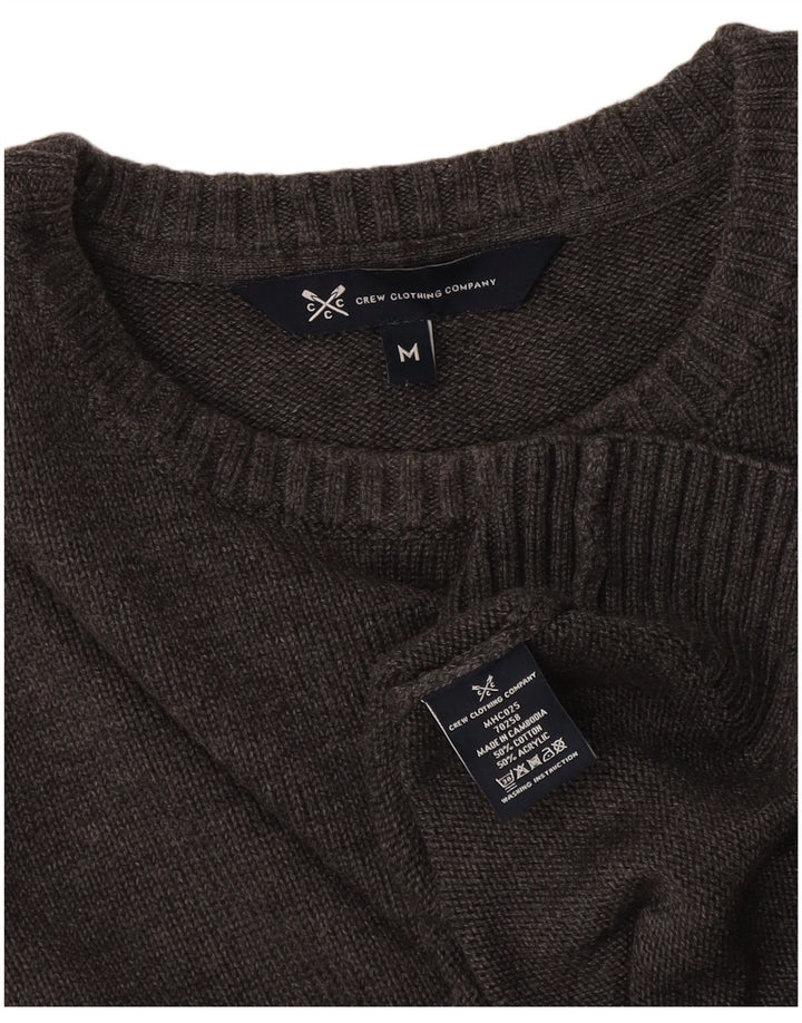 Crew Clothing Pull à col pour homme en coton gris moyen