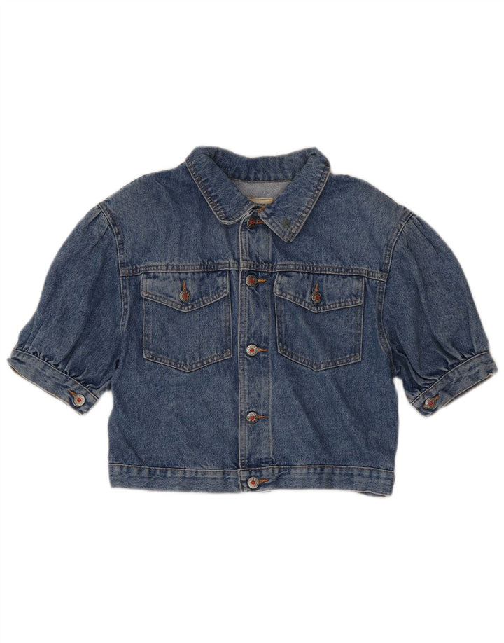 Fly Time Veste en jean courte à manches courtes pour femme IT 42 Bleu moyen Coton