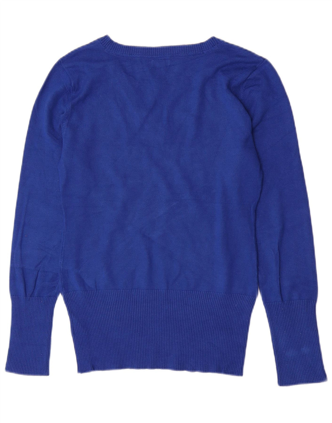 Guess Pull graphique à col en V pour femme UK 8 Petite rayonne bleue