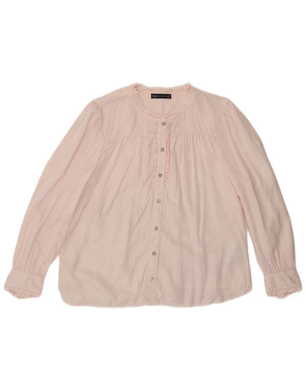 Marks & Spencer Chemisier à volants sur le devant pour femme UK 16 Large Lyocell Rose