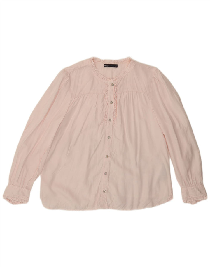 Marks & Spencer Chemisier à volants sur le devant pour femme UK 16 Large Lyocell Rose