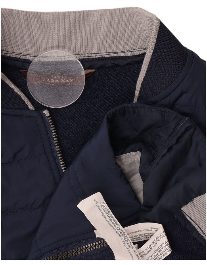Zara Gilet rembourré pour homme UK 36 Small Bleu marine Polyester