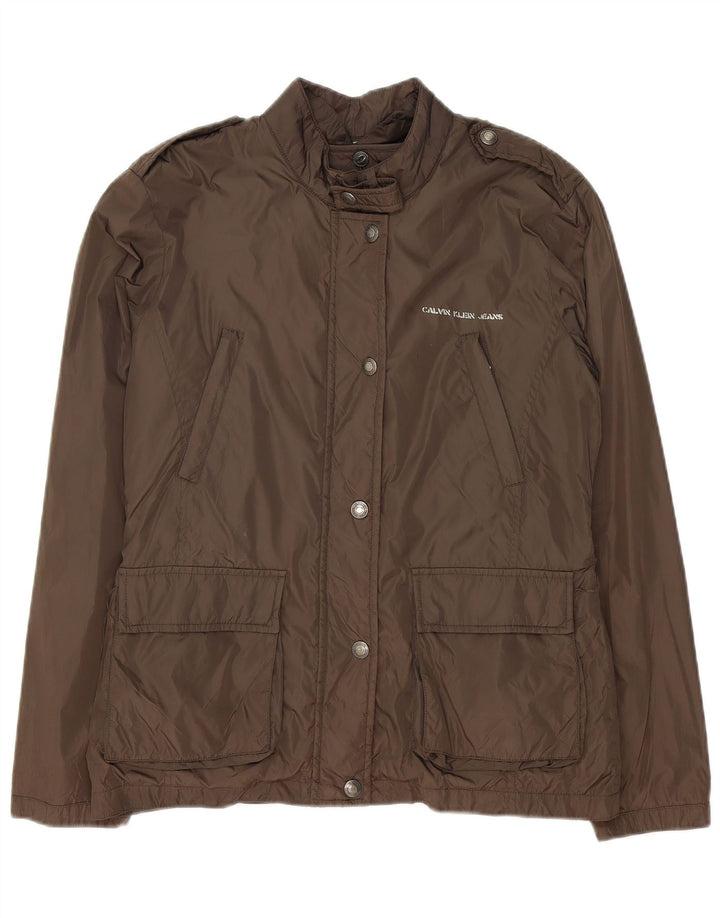 CALVIN KLEIN JEANS Womens Military Jacket UK 14 Large Brown Polyamide