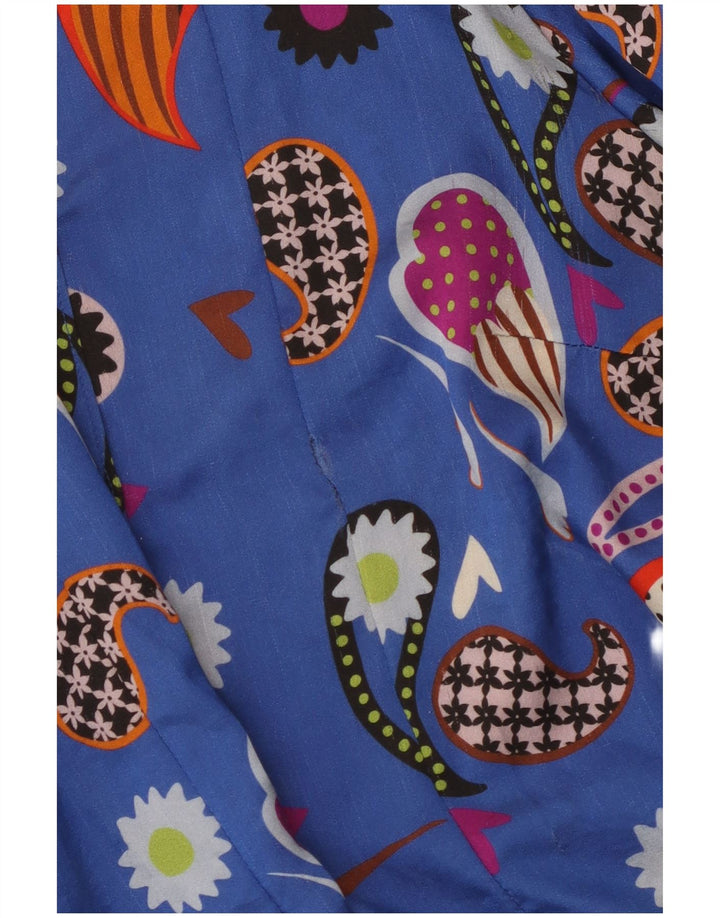 Blouse chemise femme vintage IT 42 Bleu Moyen Paisley Polyamide