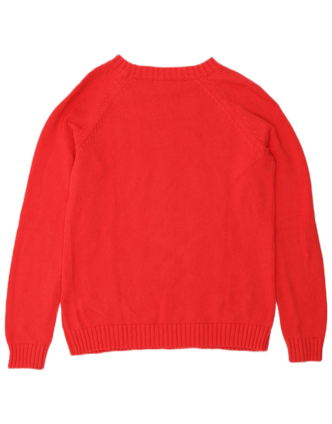 LANDS END Pull à col rond pour femme en coton rouge moyen UK 12