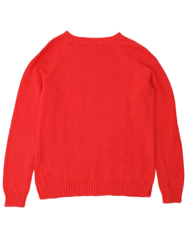 LANDS END Pull à col rond pour femme en coton rouge moyen UK 12