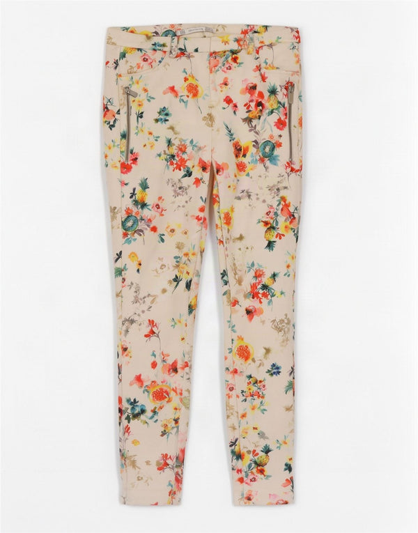 Zara Femmes Trafaluc Skinny Pantalon Décontracté Moyen W28 L28 Blanc Floral