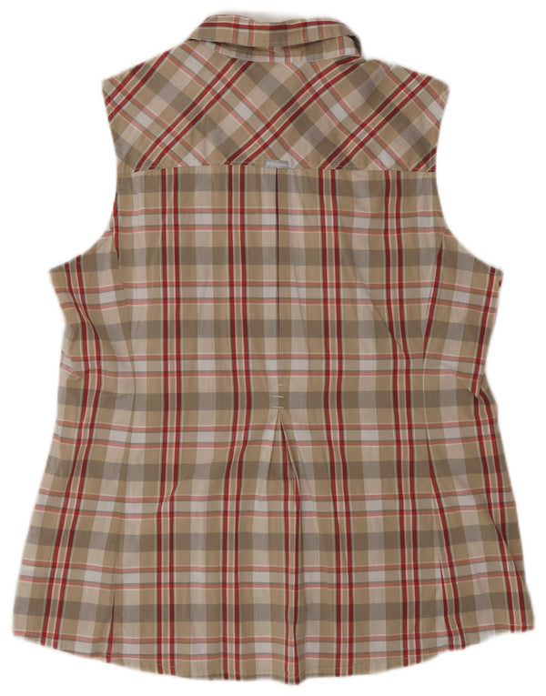 Columbia Chemise sans manches pour femme UK 18 XL Beige Plaid Coton