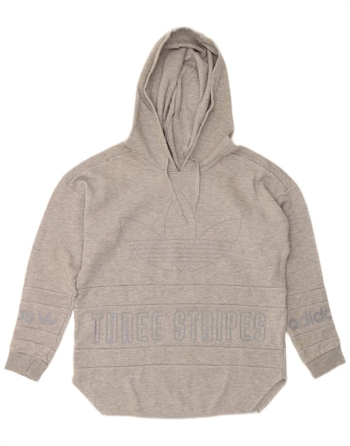 ADIDAS Pull à capuche surdimensionné graphique pour femme UK 8 petit coton gris