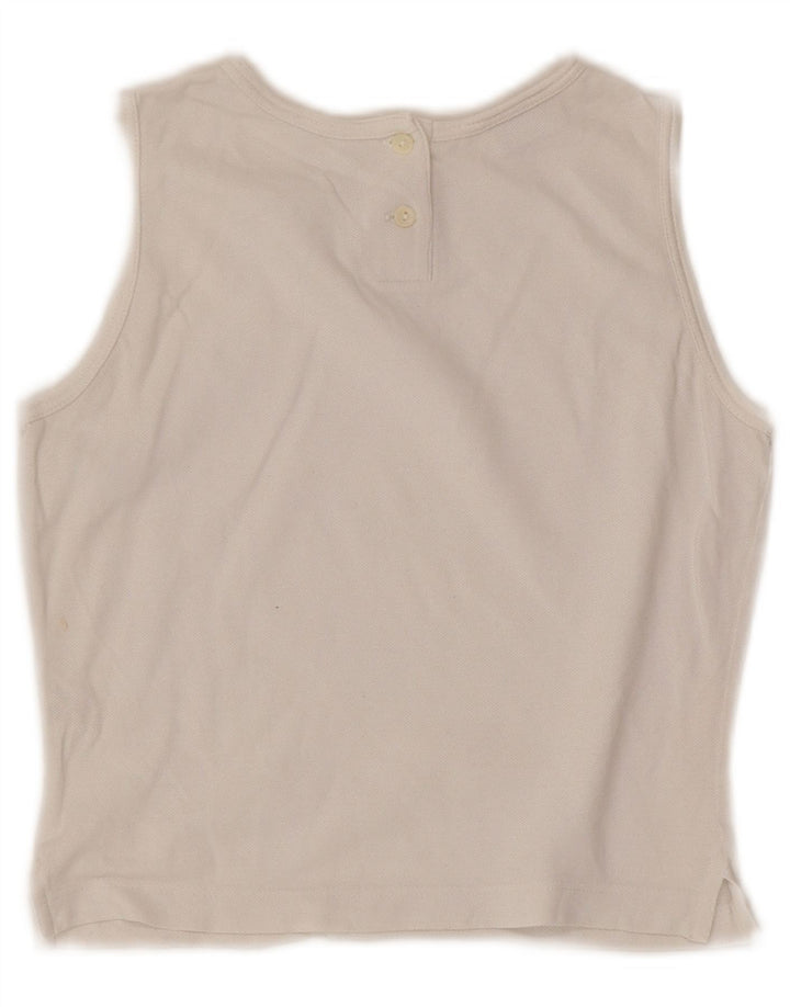 Lacoste Womens Crop Vest Top Taille 36 Petit Coton Blanc