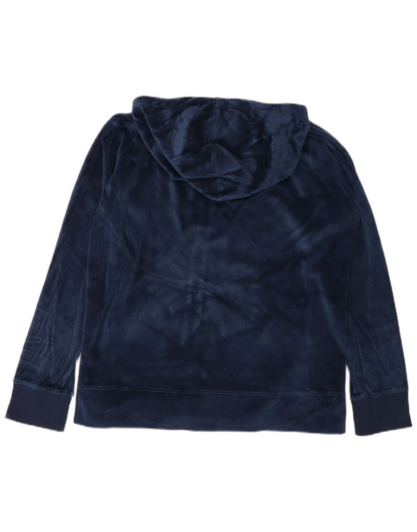 ELLESSE Pull à capuche zippé en velours pour femme UK 20 2XL Bleu marine Coton