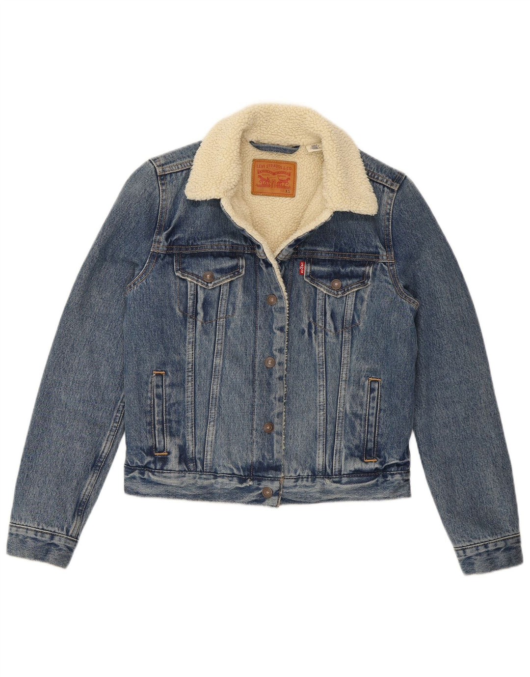 Levi's Veste Denim Sherpa Femme UK 6 XS Bleu Coton