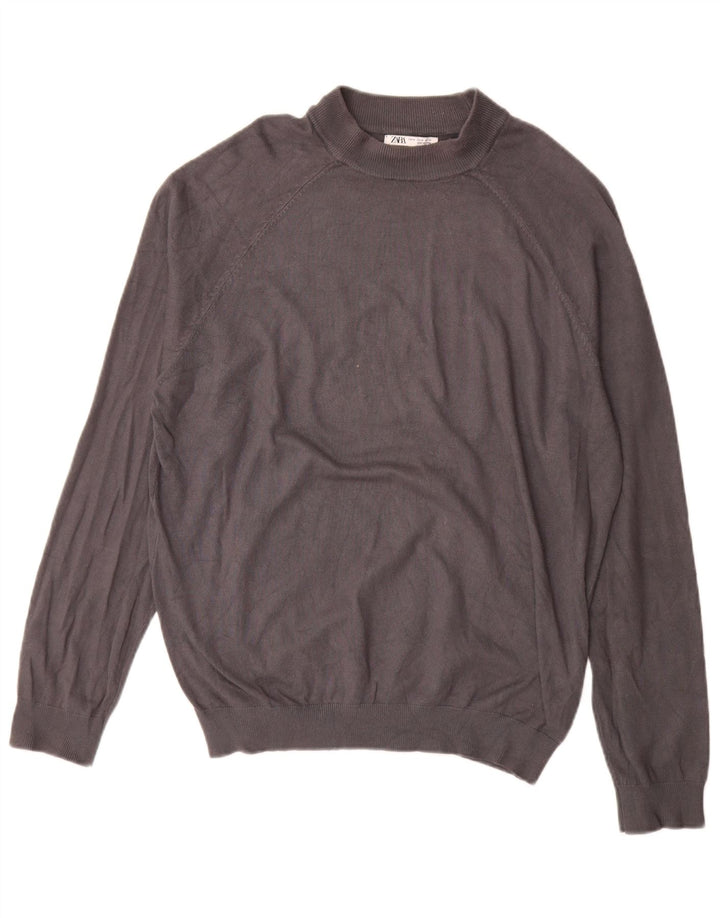 Zara Pull Col Rond Homme Gris Moyen Viscose