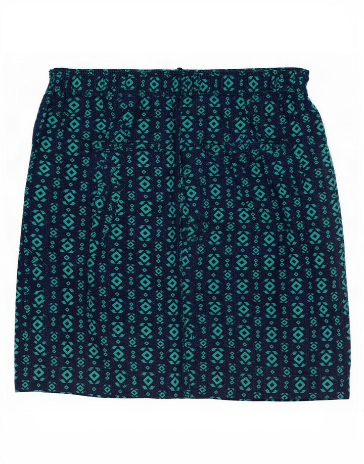 Marks & Spencer Jupe trapèze pour femme UK 12 Medium W30 Bleu marine géométrique