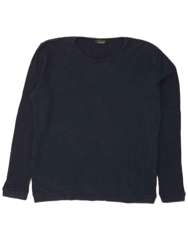 Zara Pull Col Bateau Homme Bleu Marine Moyen