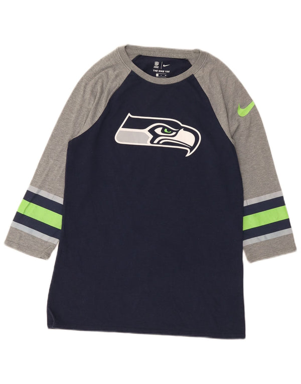 Nike Hommes Seattle Seahawks Haut graphique à manches 3/4 Petit Bleu marine