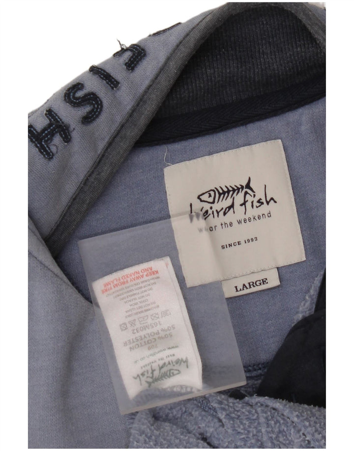 WEIRD FISH Sweat-shirt à col zippé pour homme en coton bleu Taille L