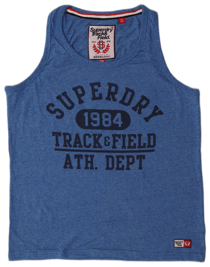 SUPERDRY Débardeur Graphique Homme 2XL Bleu Coton