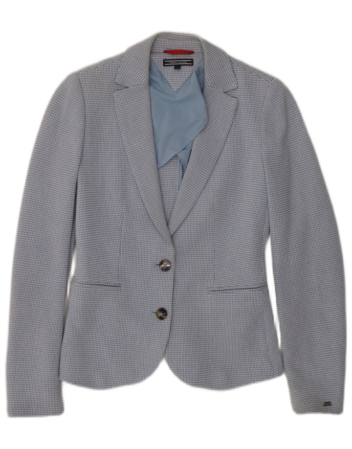 TOMMY HILFIGER Veste blazer à 2 boutons pour femme US 2 XS Bleu à carreaux en coton