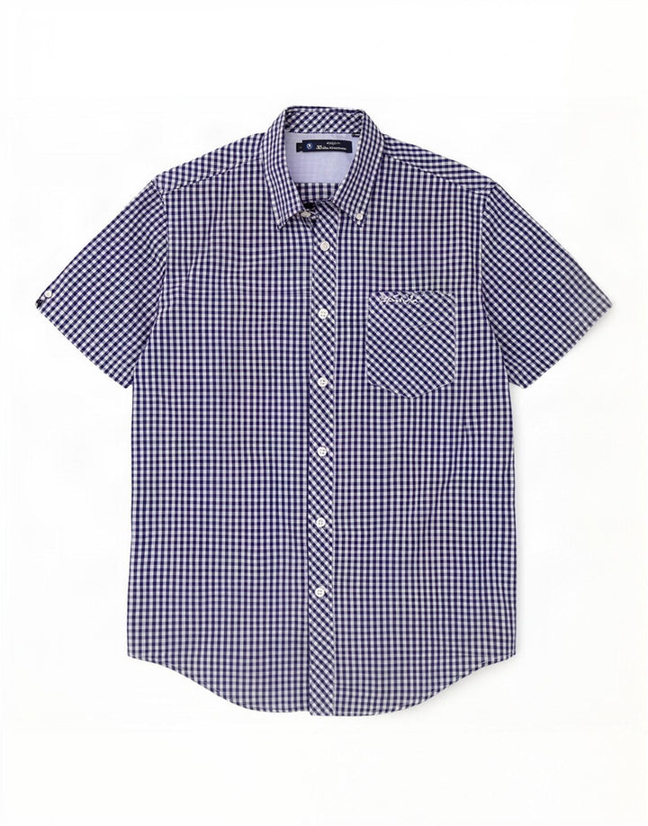 Ben Sherman Chemise à manches courtes pour homme en coton vichy bleu marine moyen