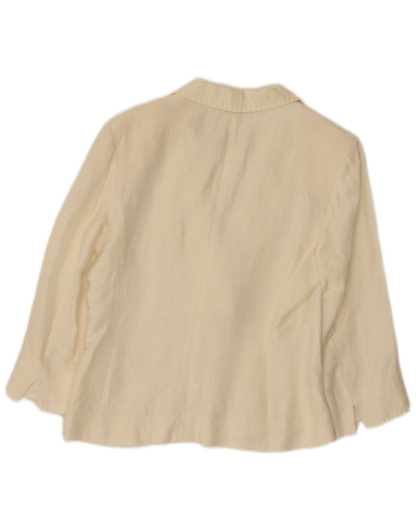 Max Mara Veste Blazer 3 Boutons 1 Bouton pour Femme UK 10 Petit Lin Blanc Cassé