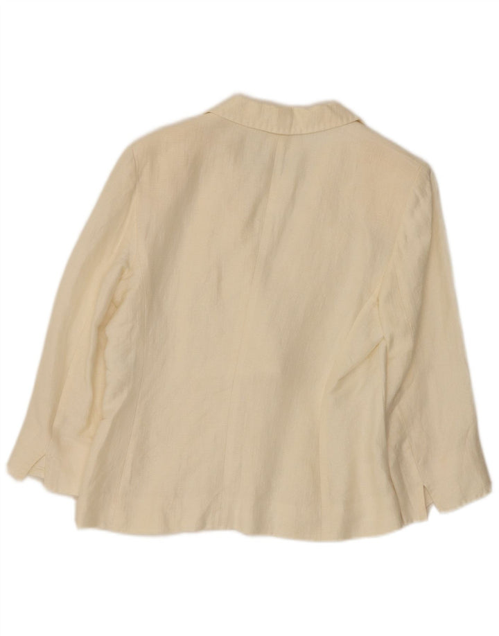 Max Mara Veste Blazer 3 Boutons 1 Bouton pour Femme UK 10 Petit Lin Blanc Cassé